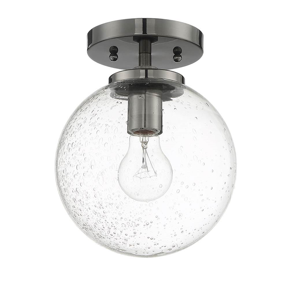 Luminance Messier 1-Light Semi-Flush Ceiling Light Clear Seeded Glass Globe - Dimmable - Antique Gunmetal F26110-57