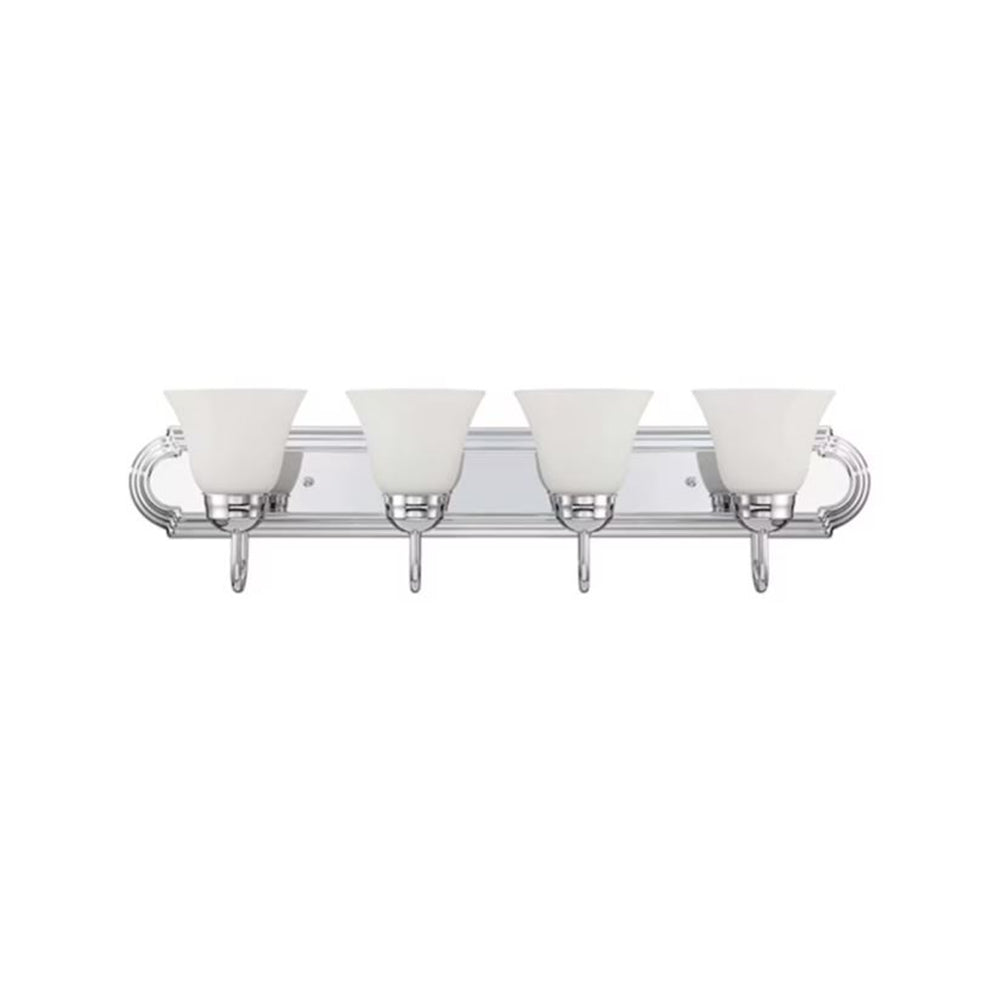 Sunset Lighting 30" 4-Light Polished Chrome Transitional Vanity Light Bar Frosted Milk Glass F3584-15