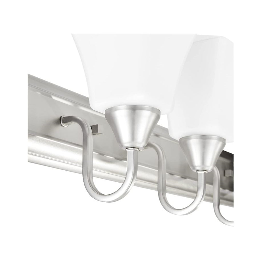 Sunset Lighting 4-Light Vanity Sconce Square Frosted Milk Glass, Satin Nickel Finish F3684-53