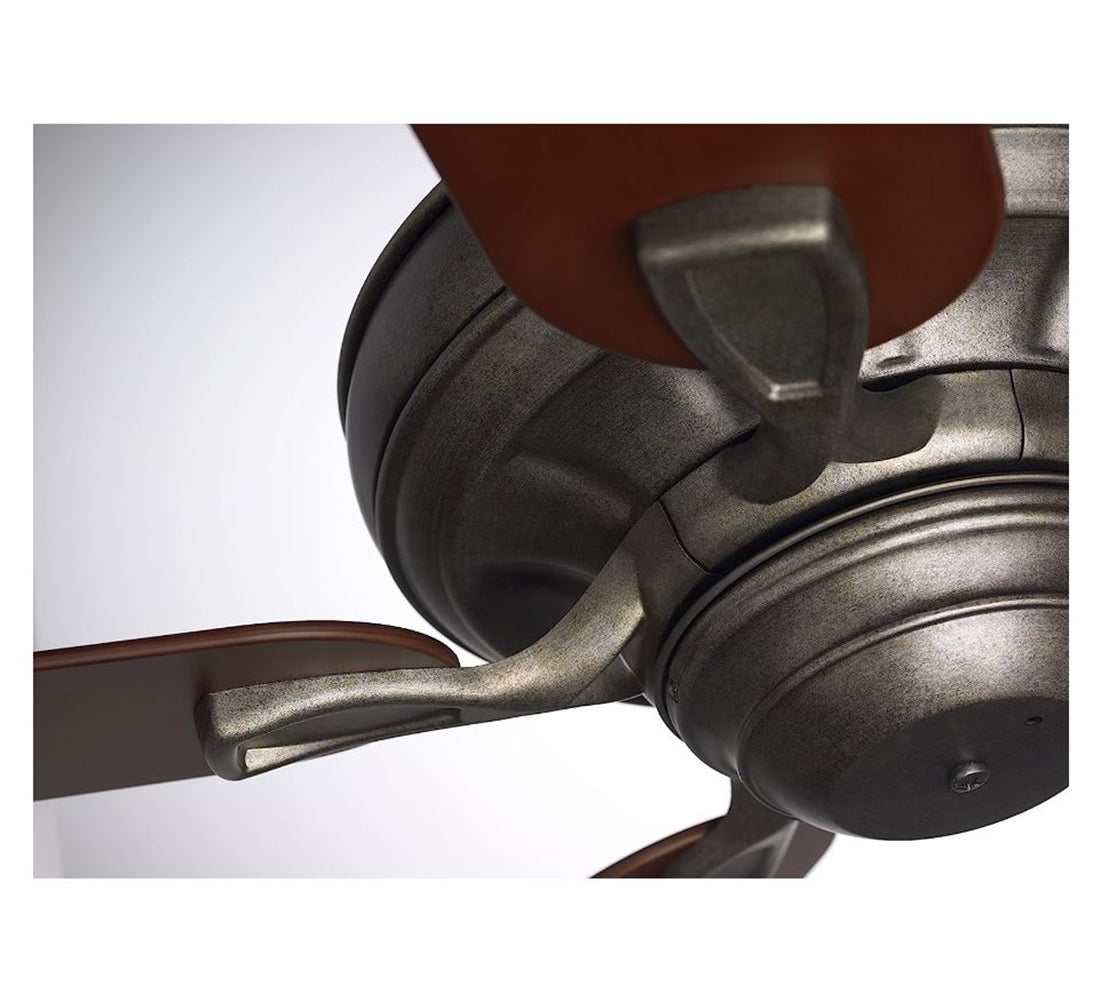 Luminance Veranda 52" Outdoor Ceiling Fan w/ Pull Chain Wet Rated Hanging Fixture w/ 5 Weather Resistant Blades Downrod Mount Vintage Steel, 51 to 55 Inches CF552VS