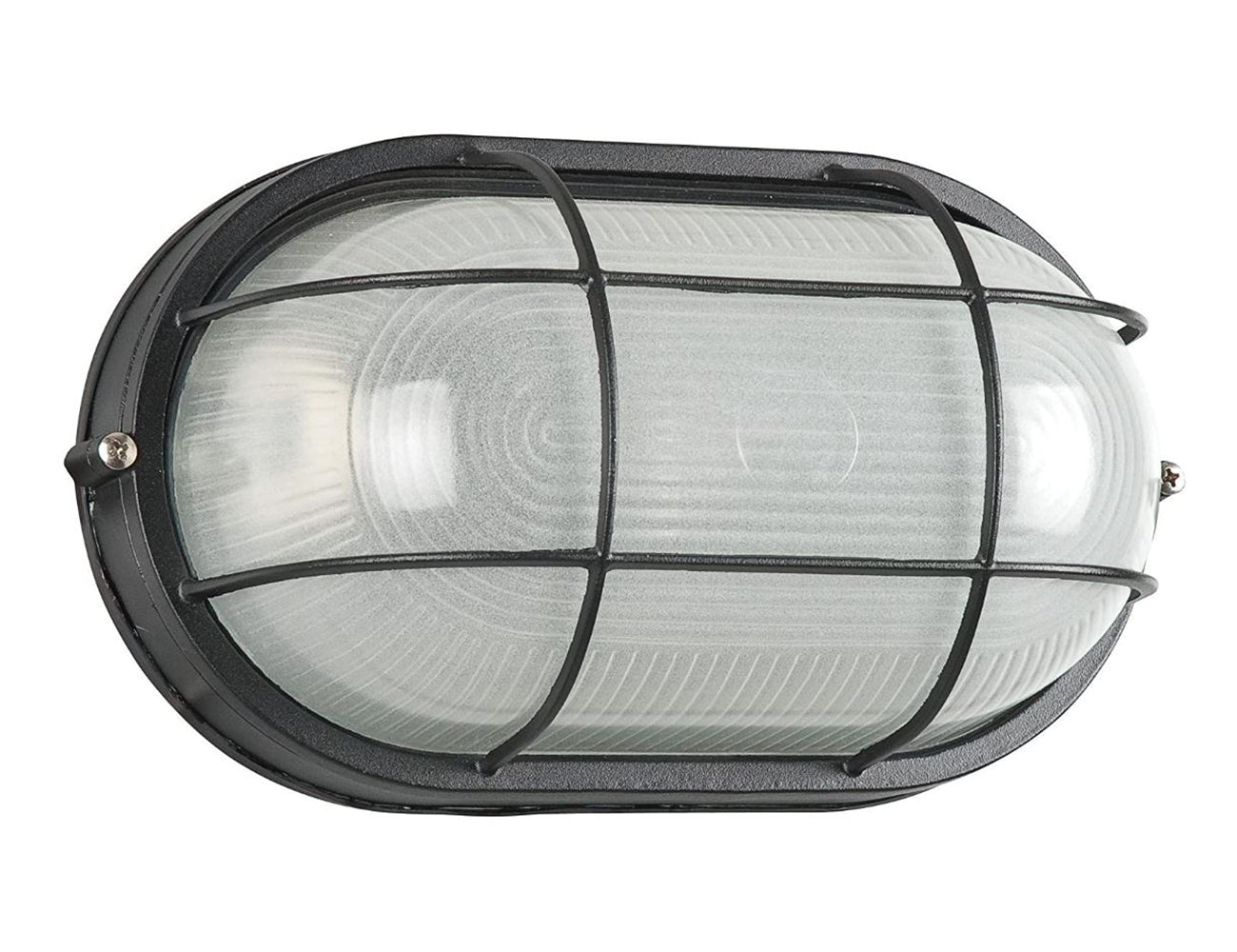 Sunset Lighting 1-Light Outdoor Flush Mount 23W Frosted Glass, Exterior Bulk Head Black Finish F7993-31