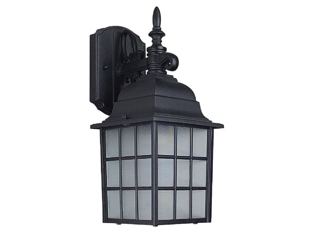 Sunset Lighting F7918-31 14-1/4" Outdoor Wall Lantern with Textured Frosted Glass, Black Finish