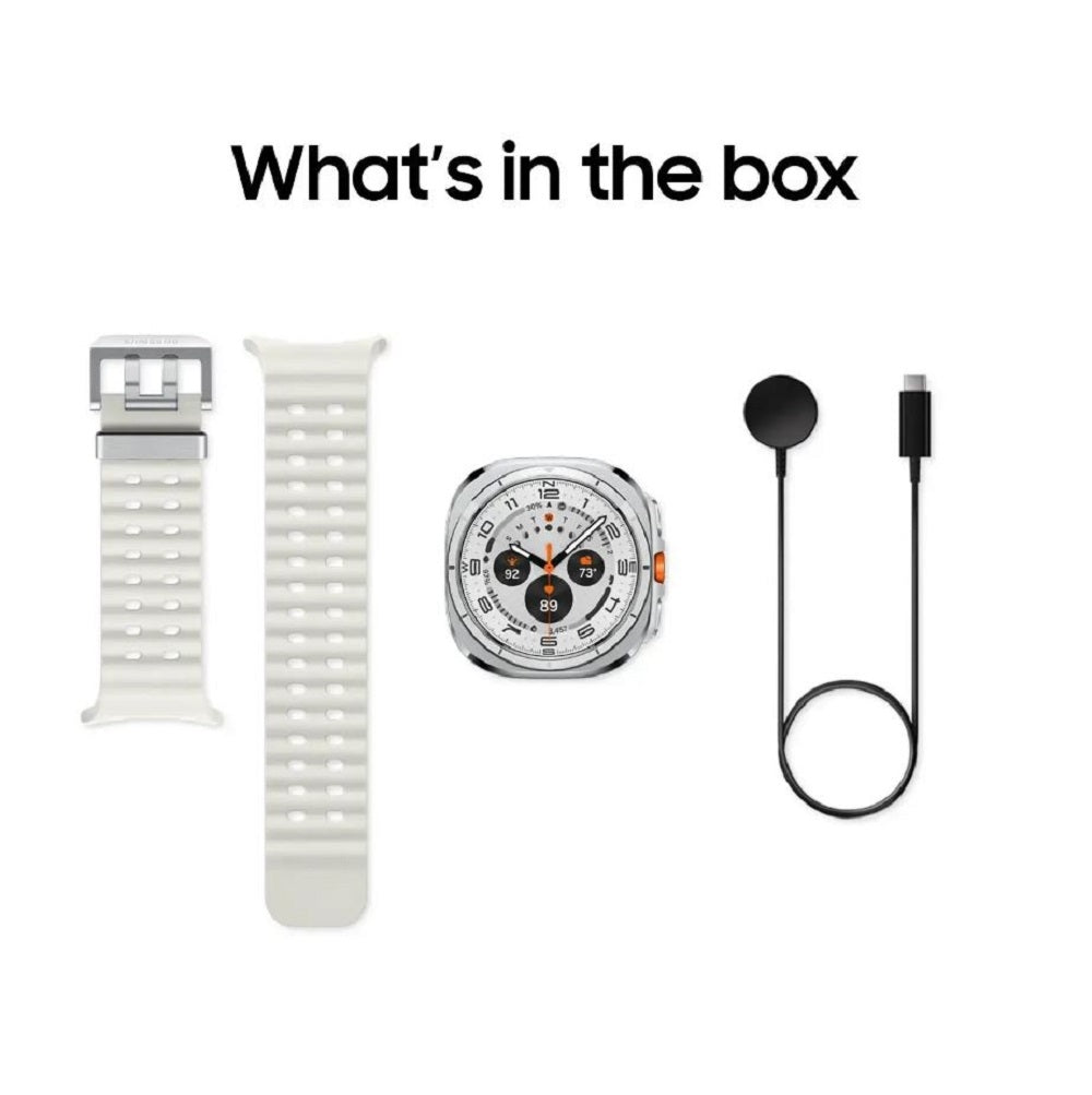 Samsung Galaxy Watch Ultra Smartwatch 47mm LTE Titanium White Case with M/L White Marine Band SM-L705UZWAXAA