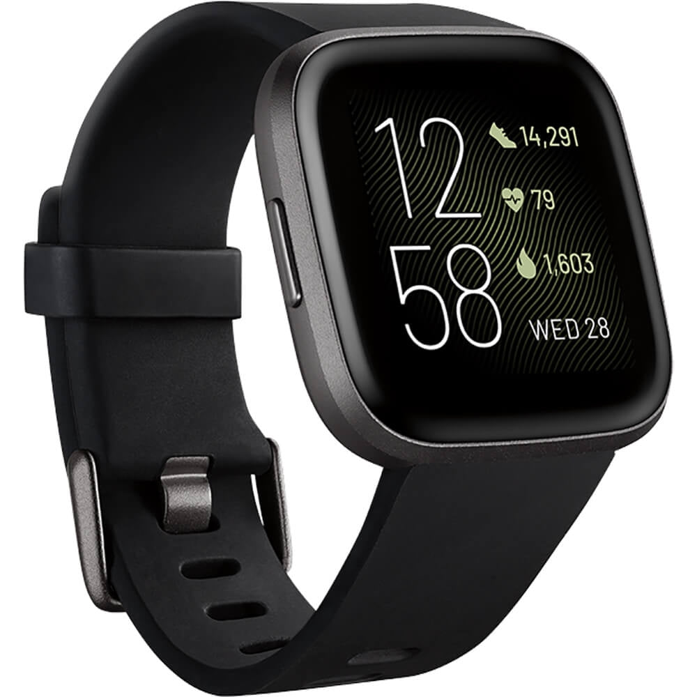 Fitbit Versa 2 Smartwatch Bundle with Small and Large Bands Black FB507BKBKLBNDLB