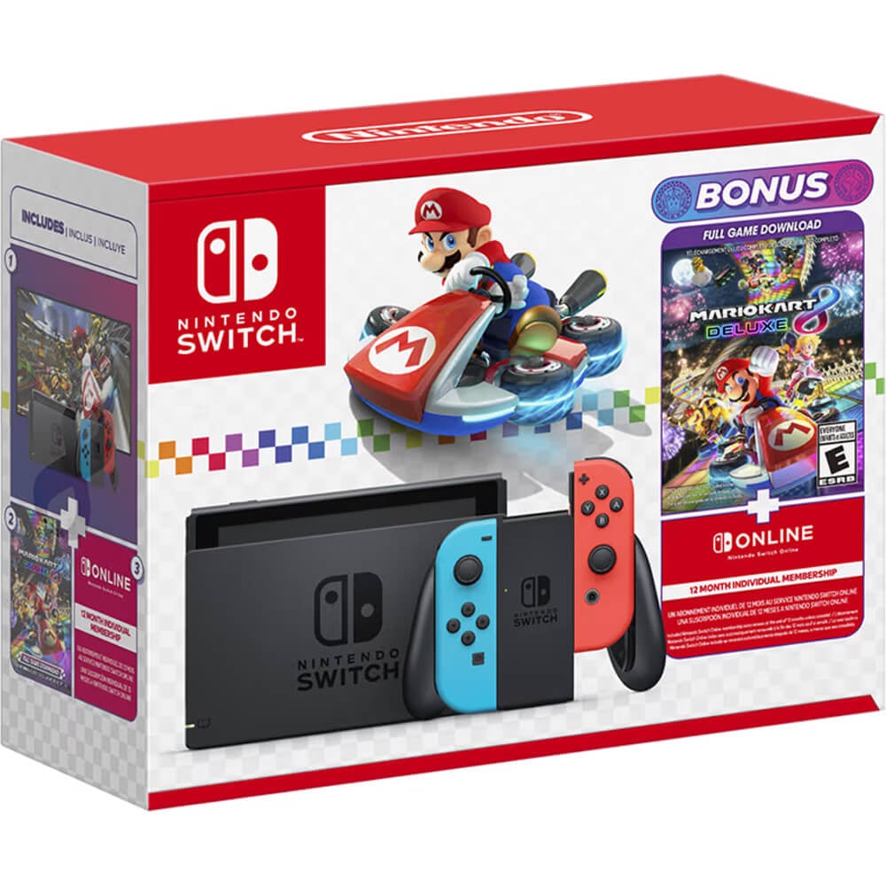 Nintendo Switch: Mario Kart 8 Deluxe Bundle 6.2” screen, Joy-Con controllers