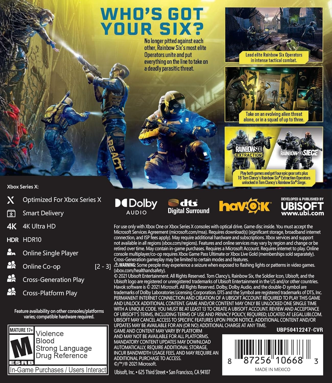 Tom Clancy's Rainbow Six Extraction Standard Edition - Xbox Series X, Xbox One UBP50412247