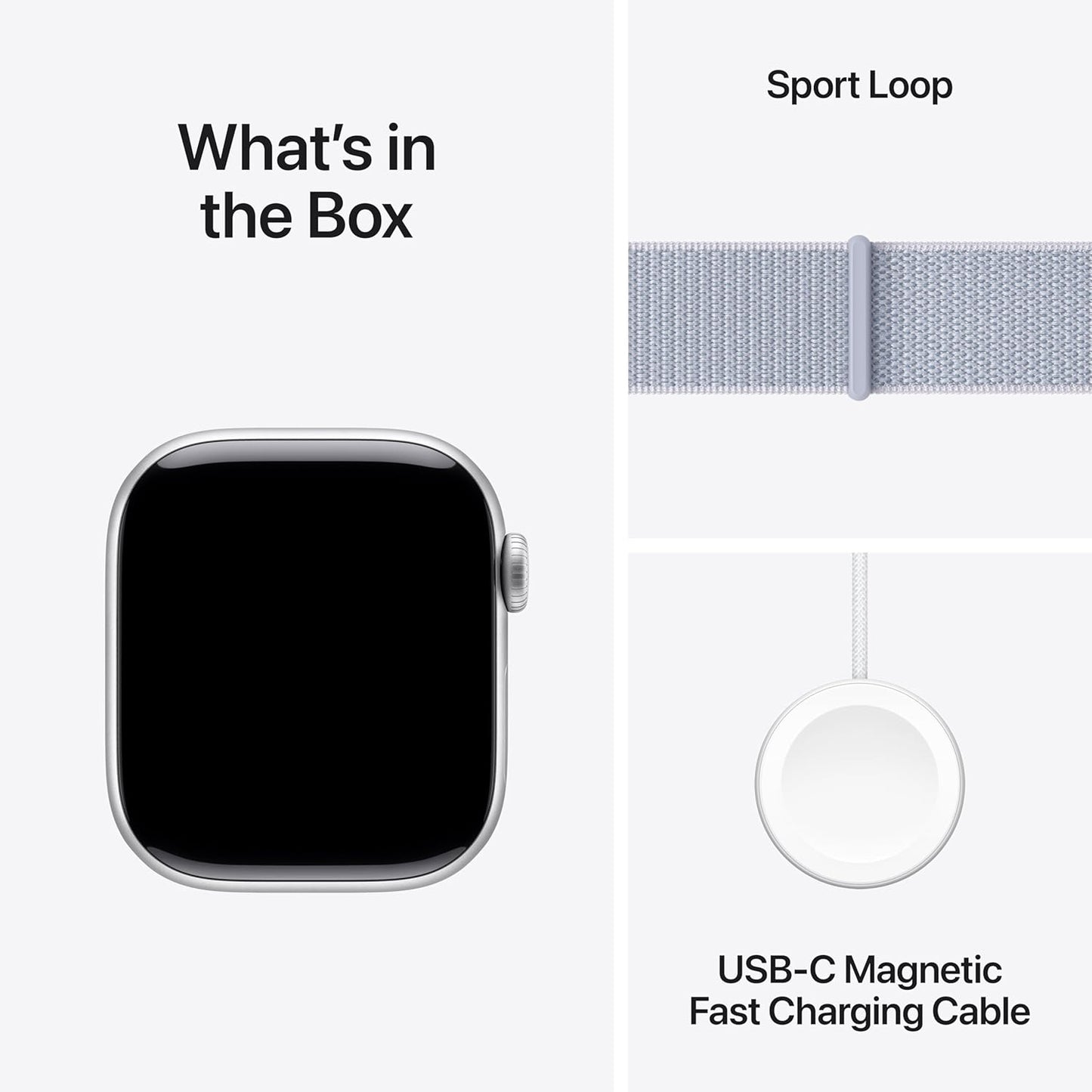 Apple Watch Series 10 (GPS) 42mm Aluminum Case with Blue Cloud Sport Loop - Silver MWWD3LW/A