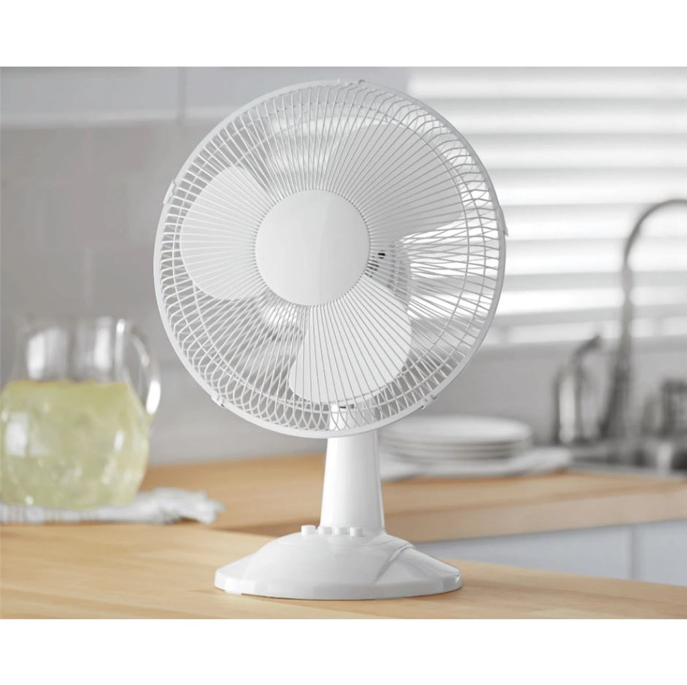 Mainstays 12" 3-Speed Oscillating Table Fan White FT30-8MBW