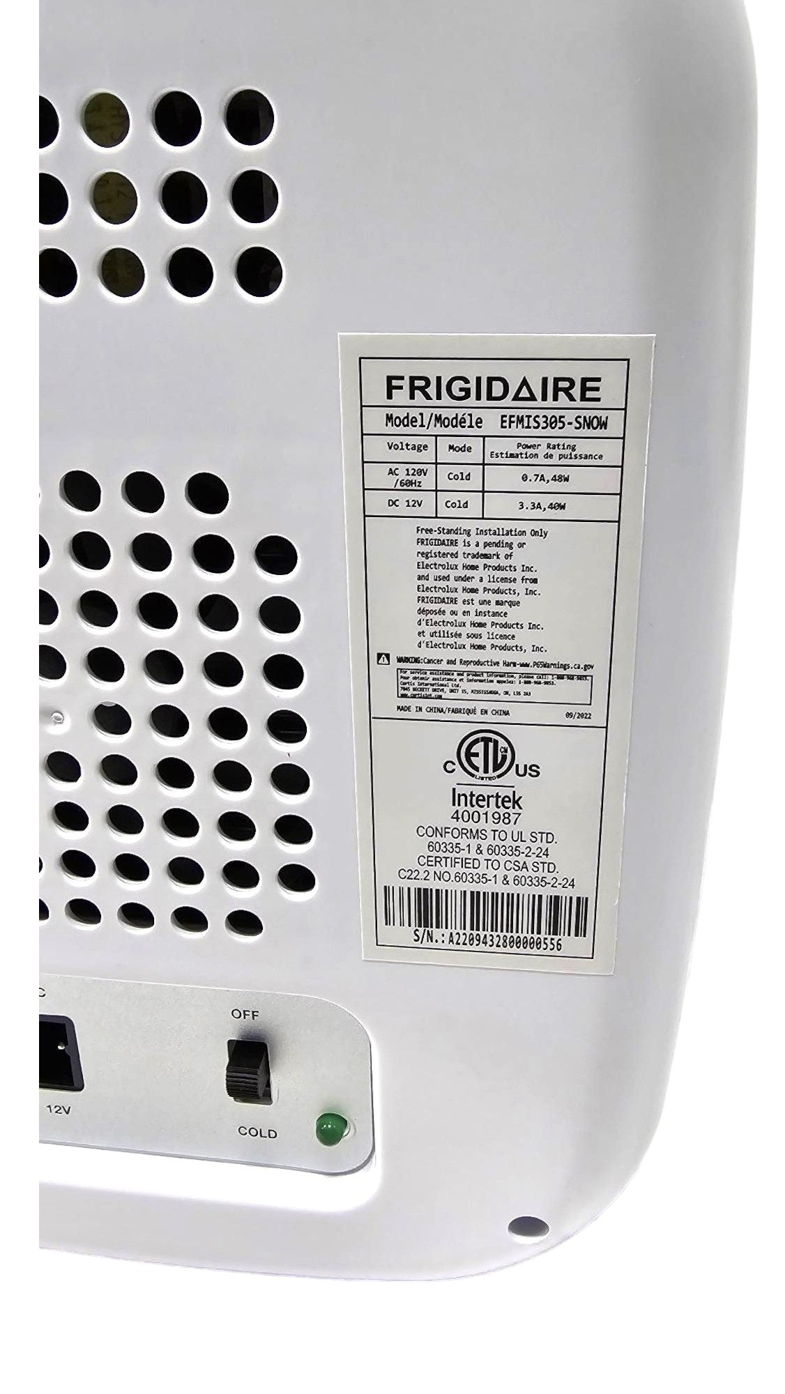 Frigidaire EFMIS305 6-Can 4-Liters Mini Fridge with Handle White