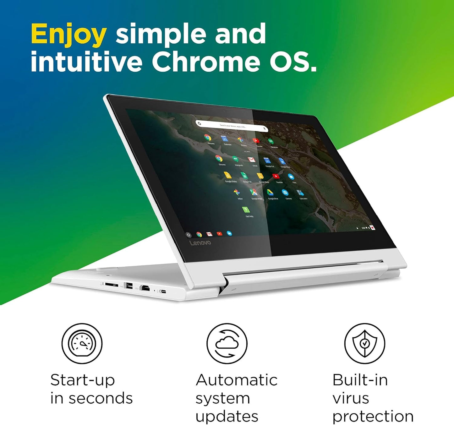 Lenovo Chromebook Flex 3 11" Laptop 11.6" HD IPS Display 4G/ 64 GB eMMC Chrome OS 82HG0006US, Blizzard White