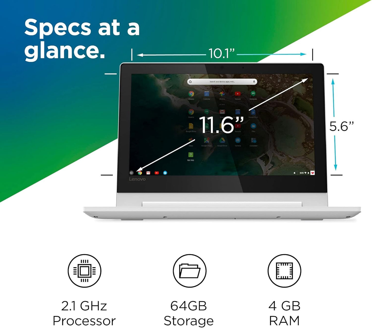 Lenovo Chromebook Flex 3 11" Laptop 11.6" HD IPS Display 4G/ 64 GB eMMC Chrome OS 82HG0006US, Blizzard White