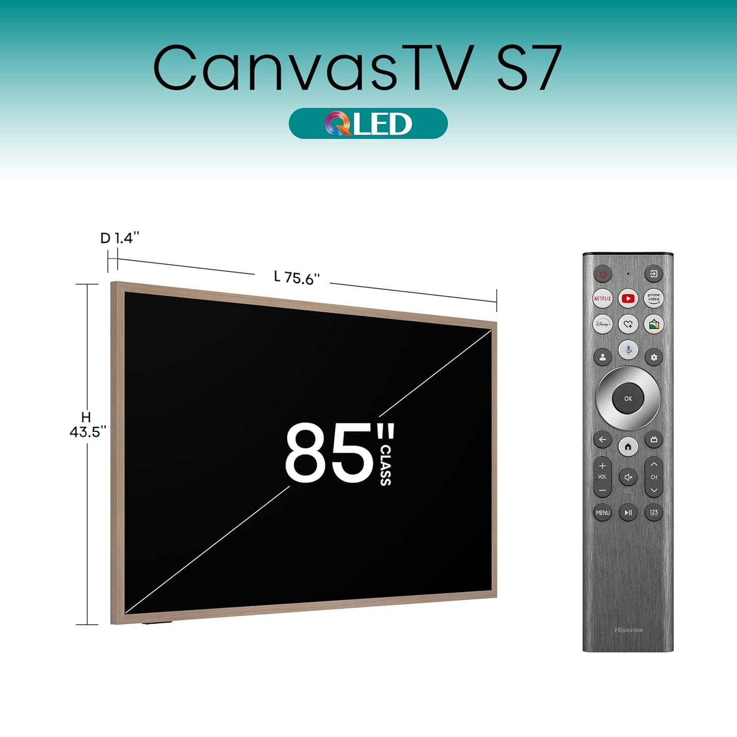 Hisense 85" Class S7 Series CanvasTV 4K QLED TV with Hi-Matte Display and UltraSlim Wall Mount 2025 85S7N