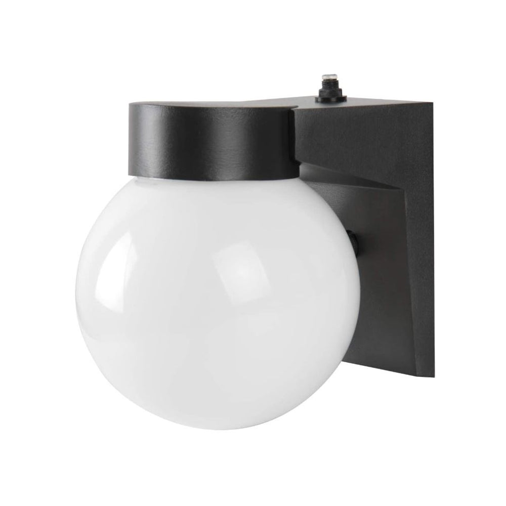 Sunset Exterior Wall Sconce 7-3/8" Photo Cell, 9W White Acrylic Globe, Black Wall-mount F9939-31