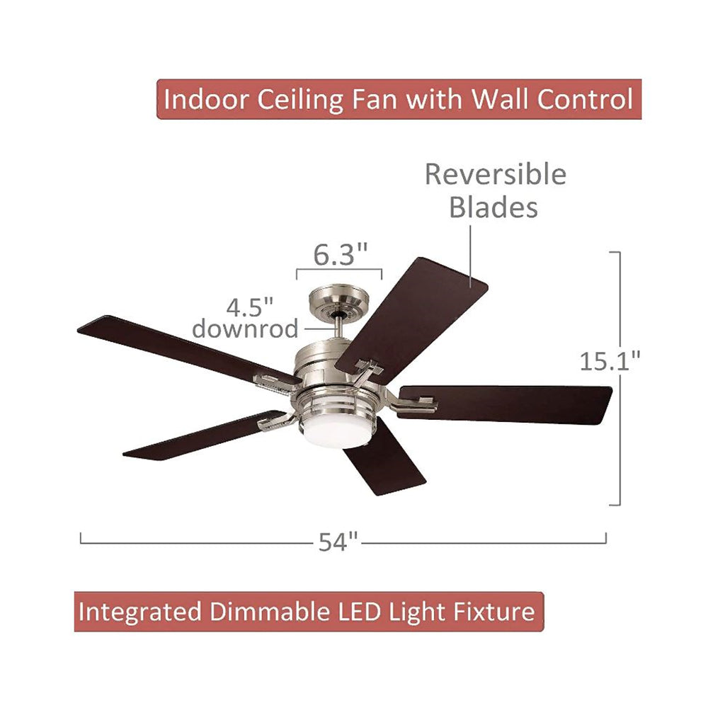 Emerson Amhurst LED Ceiling Fan 54" 5-Blade 4-Speed Wall Control CF880LBS
