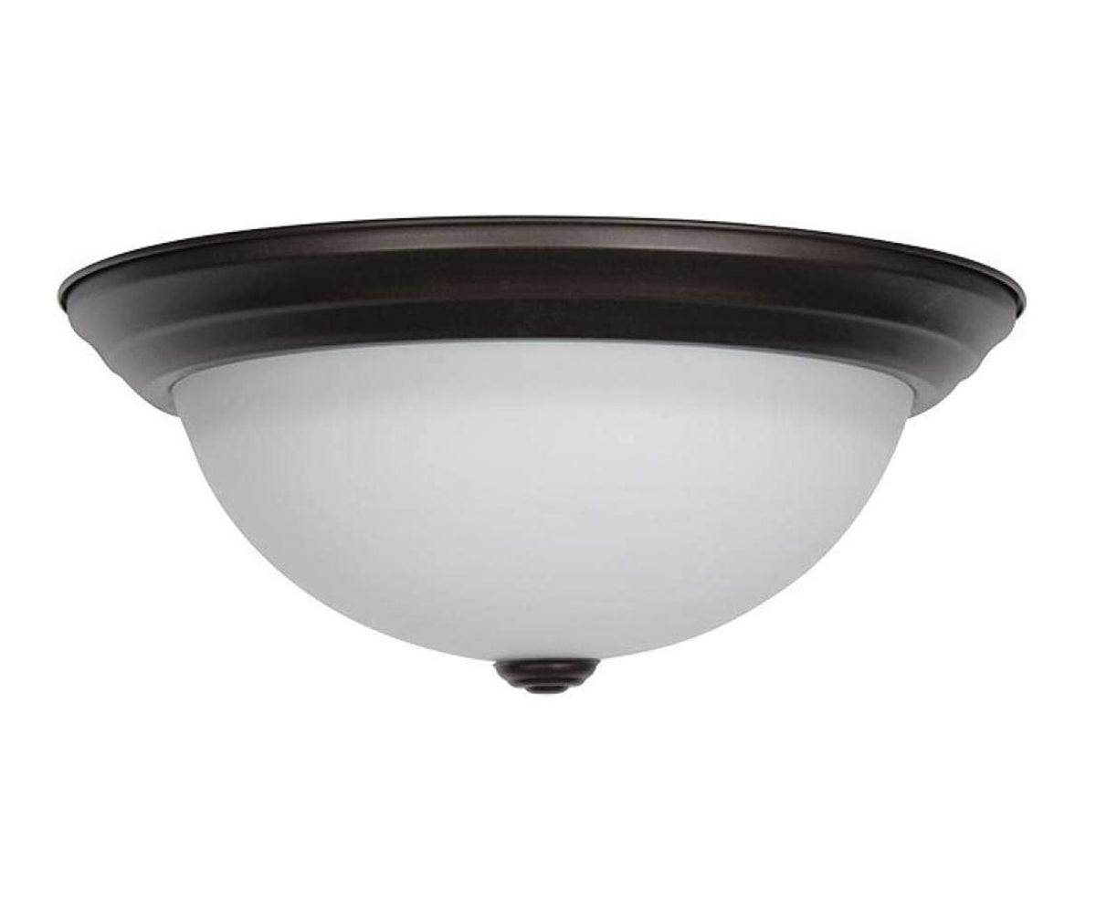 Sunset Lighting 2-Light 11" Flush Mount White Glass PROVINCIAL BRONZE - F7640-64