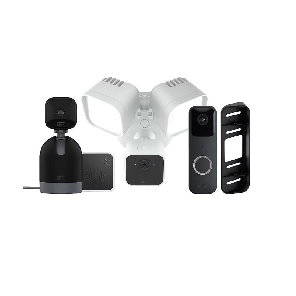 Blink Bundle: Wired Floodlight Camera + Pan-Tilt Indoor Cam + Video Doorbell 2