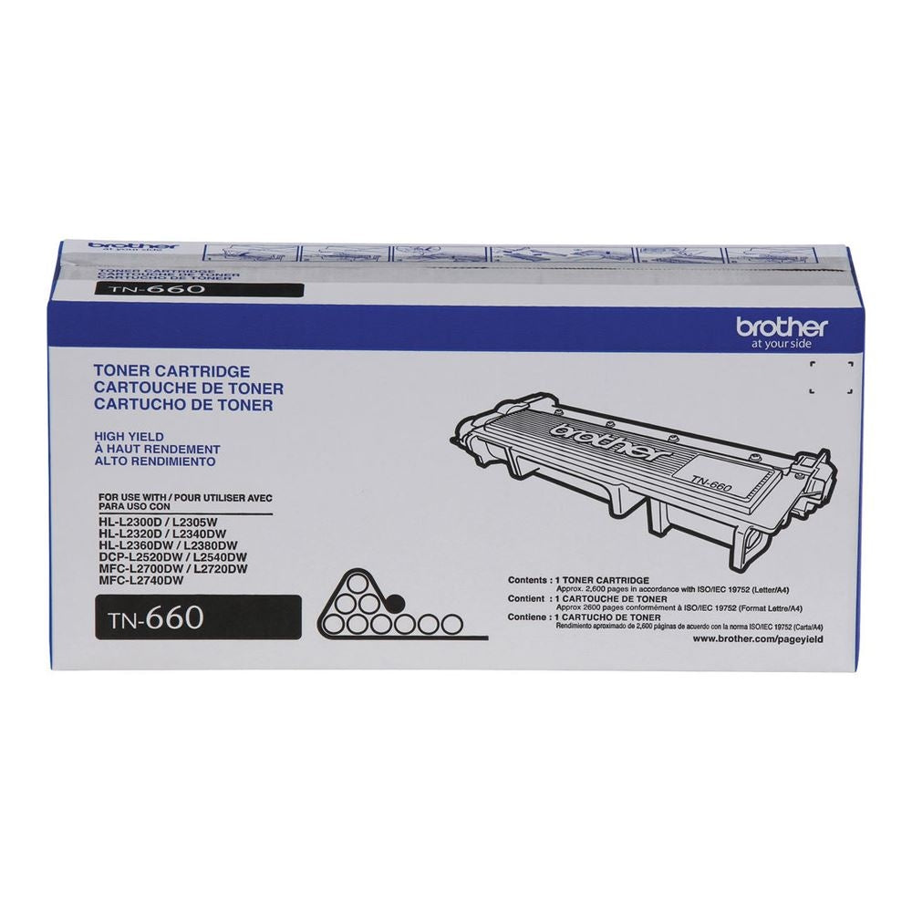 Brother TN660 High Yield Black Toner Cartridge Page Yield Up to 2,600 Pages
