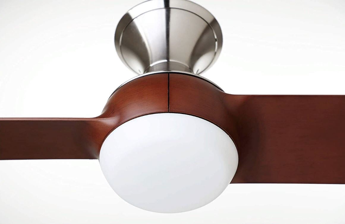 Emerson Duo 54" Flush Mount Brushed Steel Ceiling Fan LED Light - Walnut Blades CF560BS