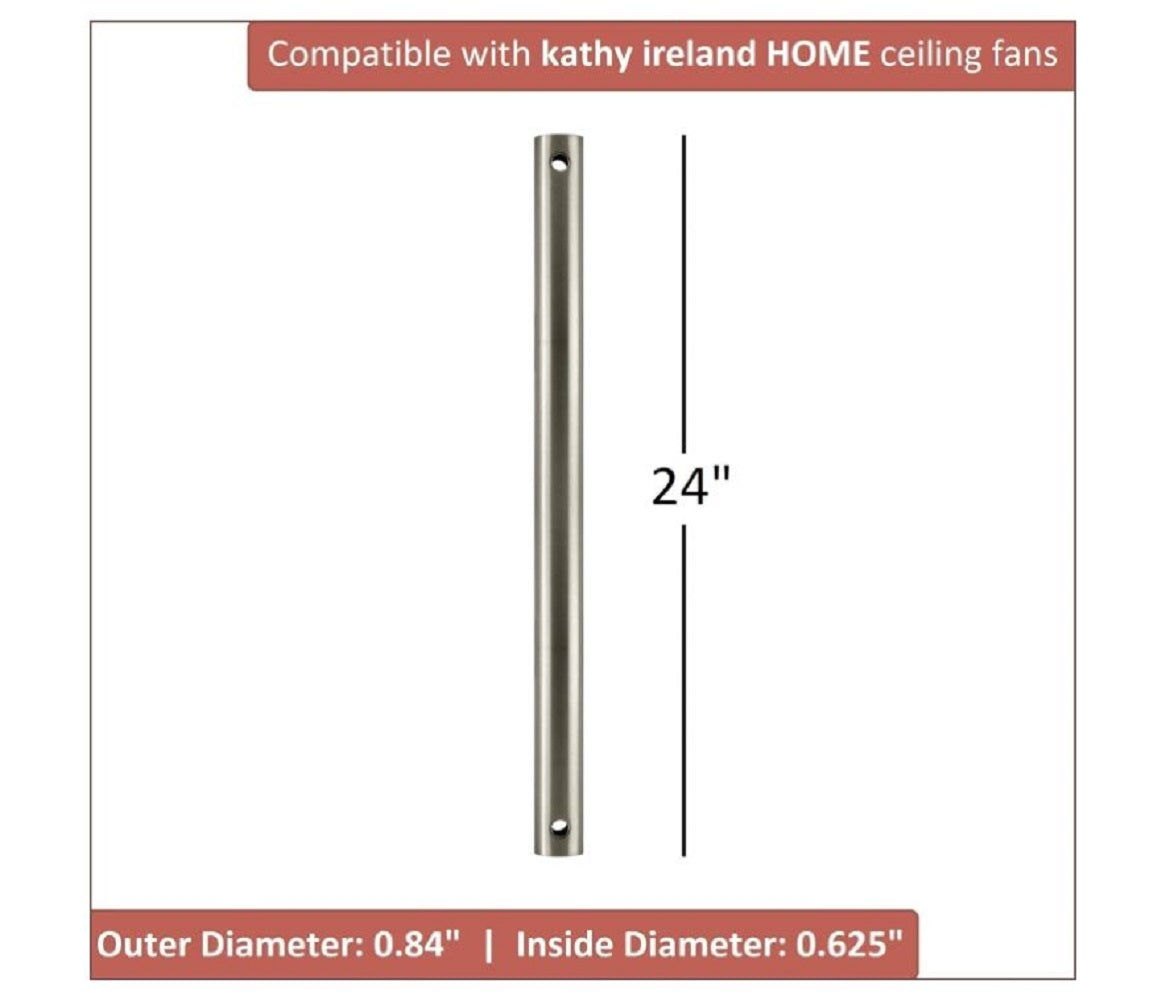 Kathy Ireland HOME Ceiling Fan Downrod 24" Brushed Steel CFDR2BS