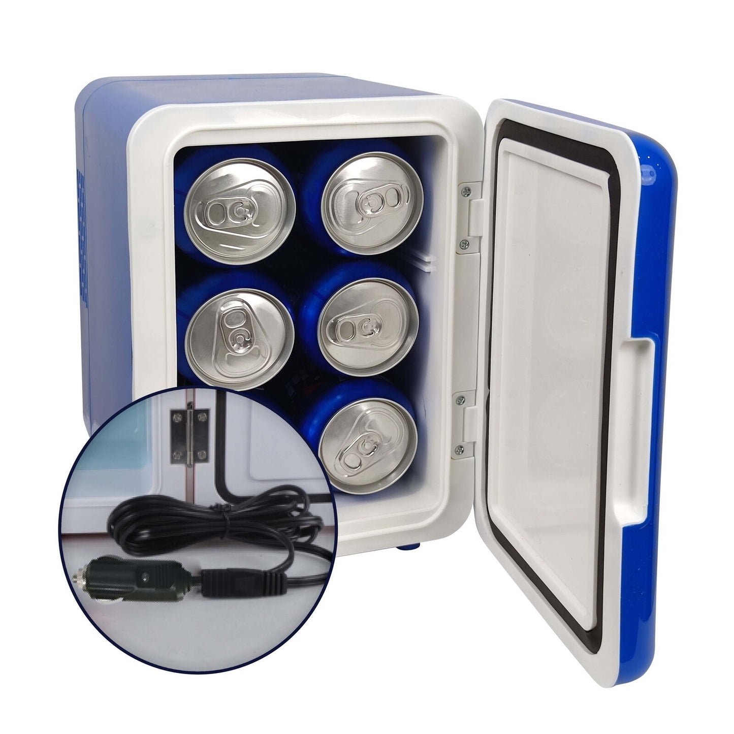 BUD LIGHT Mini Fridge 6 Can/4 Liter Capacity Mini Beverage Cooler Portable Blue MIS137BULT-6COM