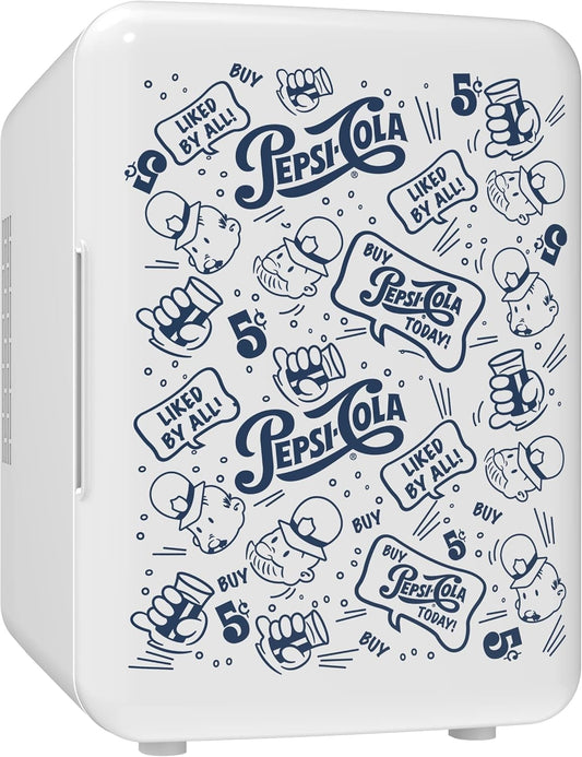 CURTIS MIS150PEP Pepsi Cola Retro, Mini Portable Compact Personal Fridge Cooler, 4 Liter Capacity Chills Six 12 oz Cans