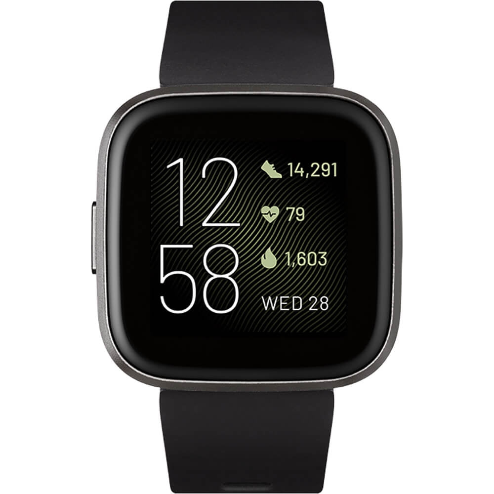 Fitbit Versa 2 Smartwatch Bundle with Small and Large Bands Black FB507BKBKLBNDLB