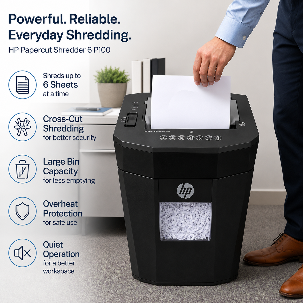 HP AF890 80 Sheet Autofeed Microcut Shredder Black