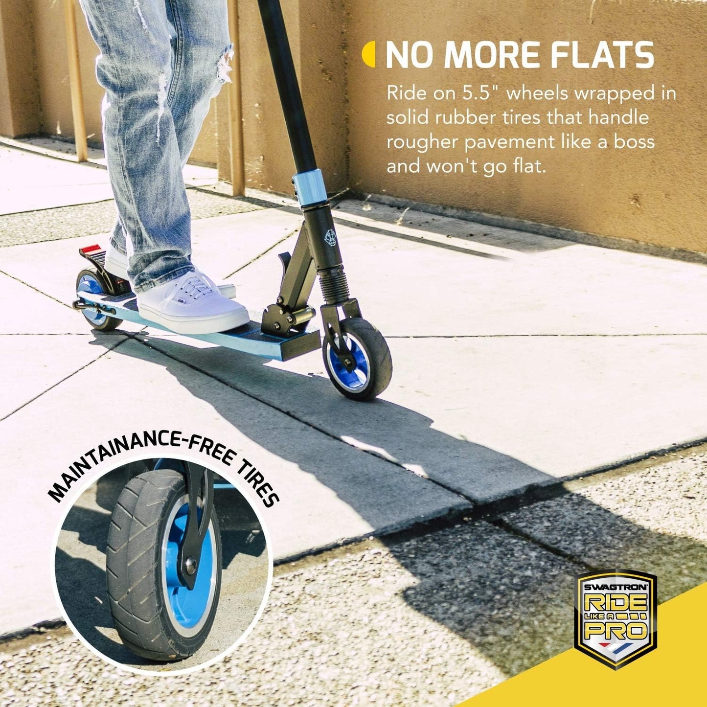 Swagtron Swagger 8 Ultra-Lightweight Folding Electric Scooter f/ Kids, Teens & Adults Blue 98168-4