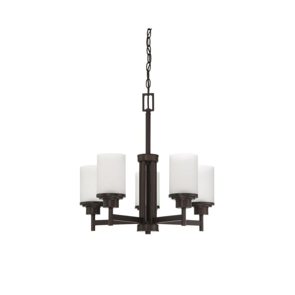 Sunset Lighting F17025-64 Somes Five Light Chandelier Linen Glass, Dimmable With Provincial Bronze Finish