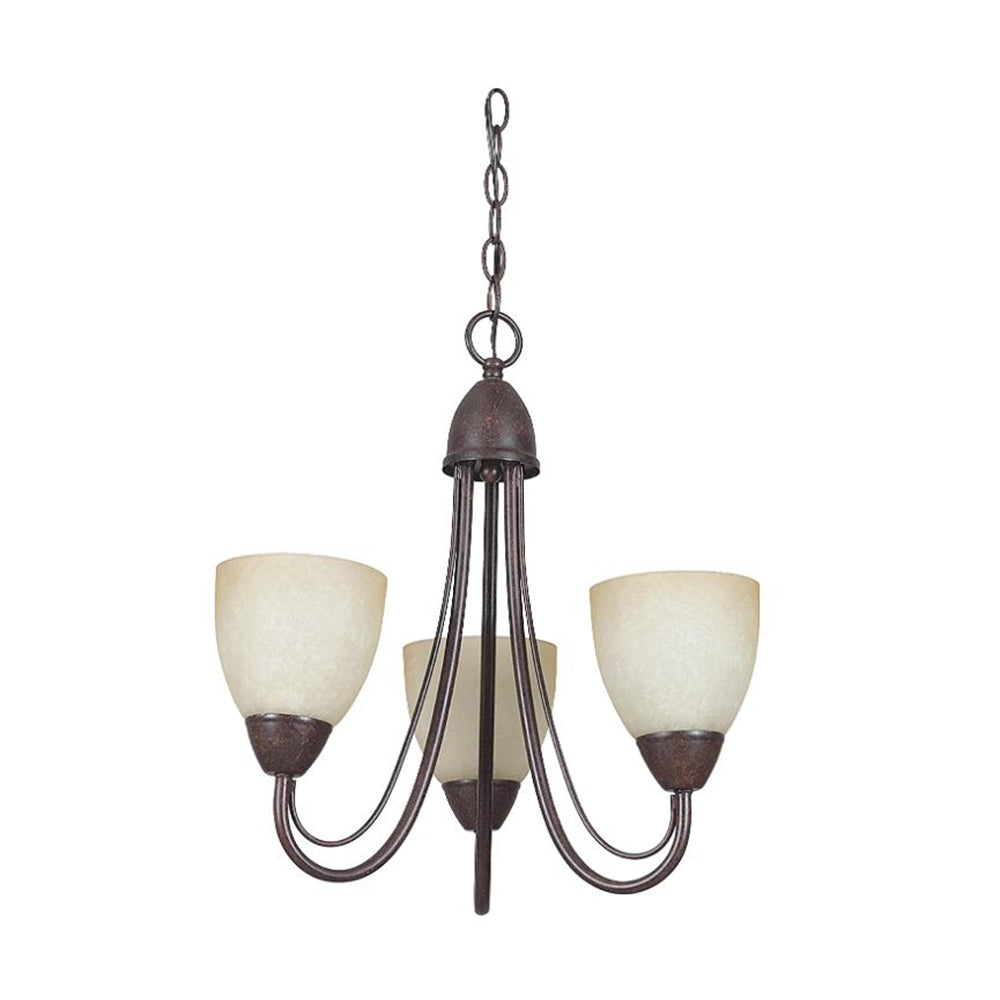 Sunset Lighting 3-Light Chandelier Alpine Glass, 19" Rubbed Bronze Finish F2483-62