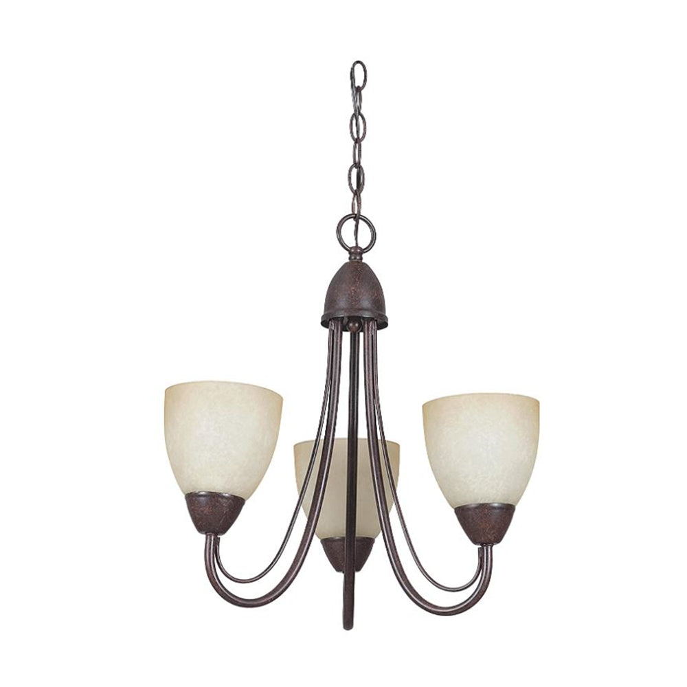 Sunset Lighting 3-Light Tempset Chandelier w/ Alpine Glass, Rubbed Bronze Finish F2683-62