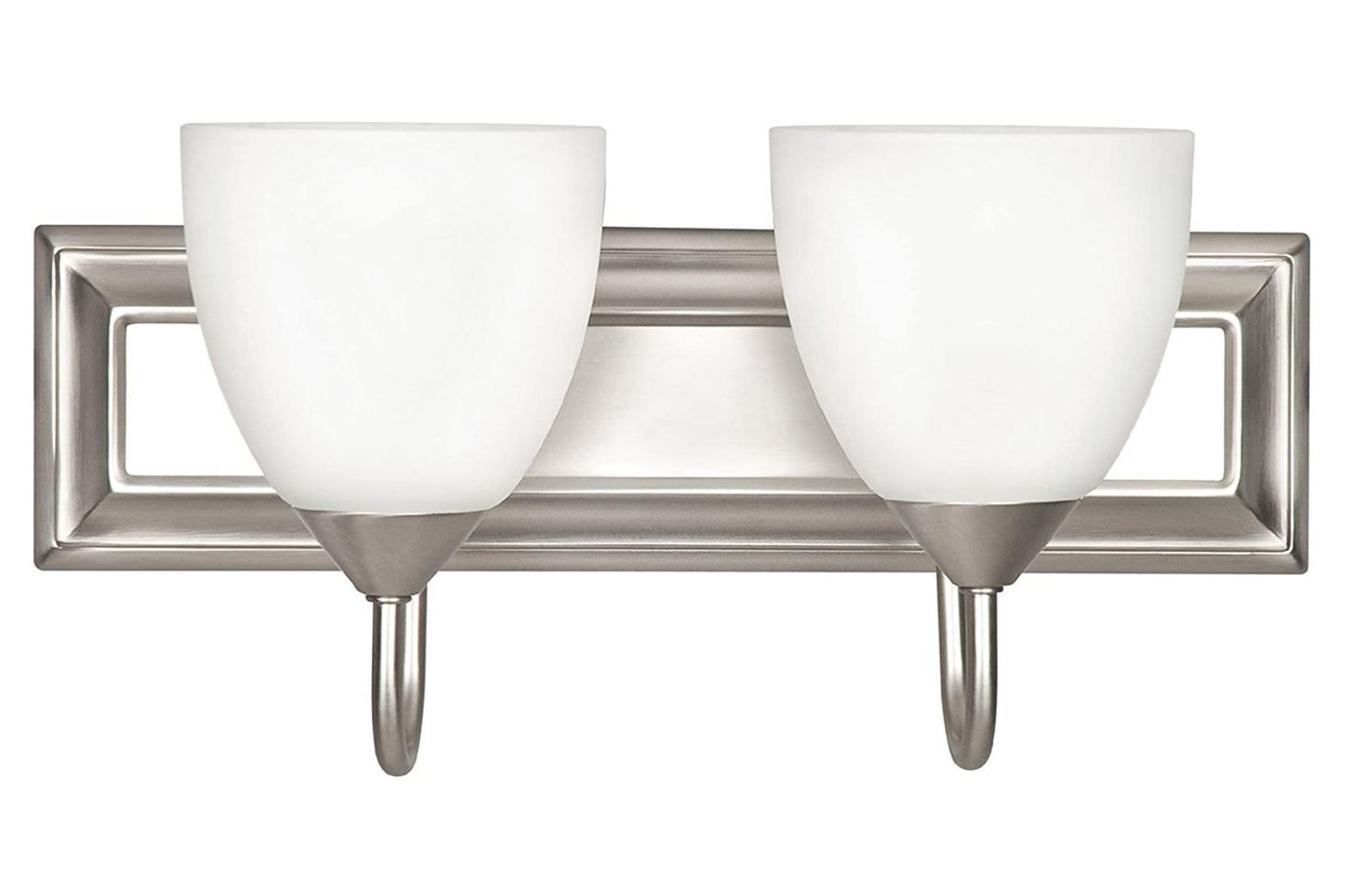 Sunset Lighting 2-Light Vanity 100W w/ Round Milk Glass, Satin Nickel Finish - F3622-53