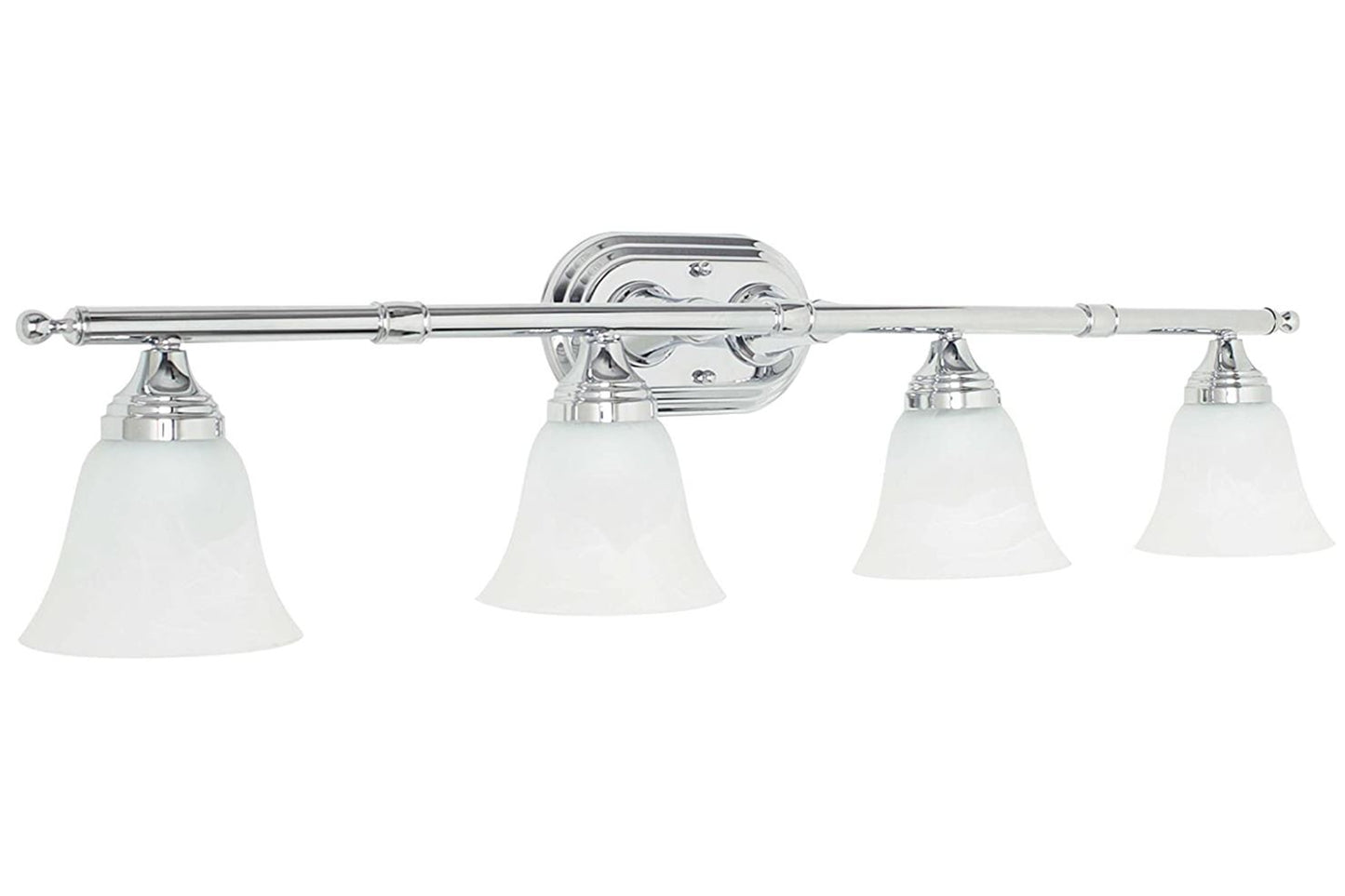 Sunset Lighting 4-Light Vanity Bath Sconce w/ Faux Alabaster Glass, Polished Chrome Finish - F3654-15