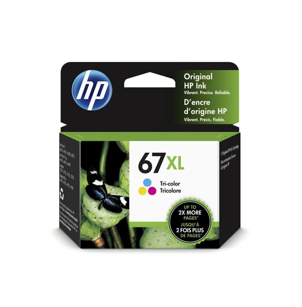 HP 67XL Black and Tri-Color (Yellow, Cyan, Magenta) Ink Cartridges Combo 3YP31BN