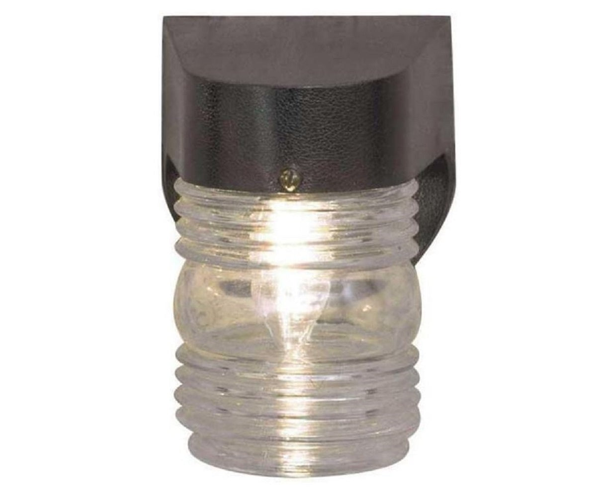Sunset Lighting 6.3" Outdoor Wall Sconce Clear Glass Jar Black Finish F4310-31