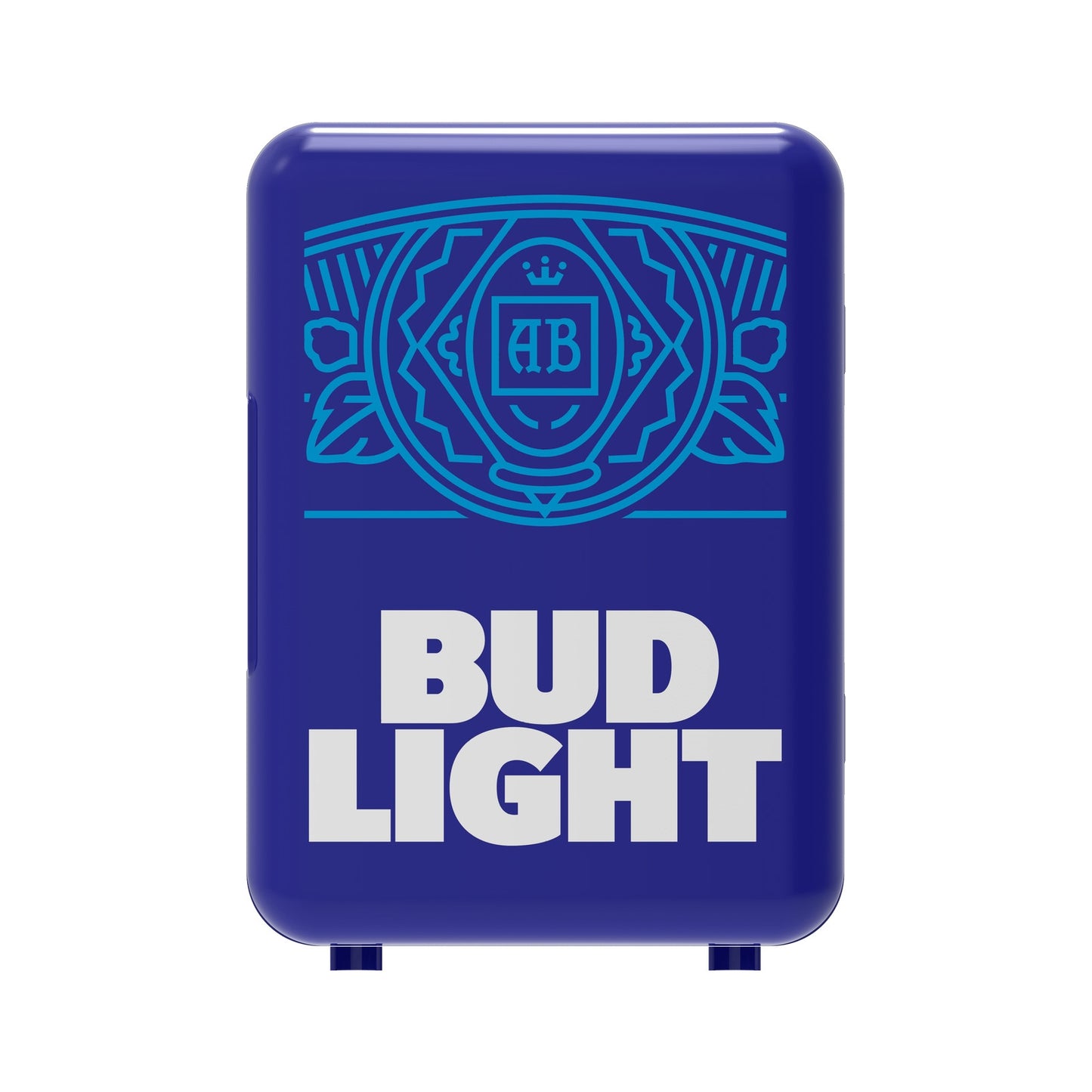 BUD LIGHT Mini Fridge 6 Can/4 Liter Capacity Mini Beverage Cooler Portable Blue MIS137BULT-6COM