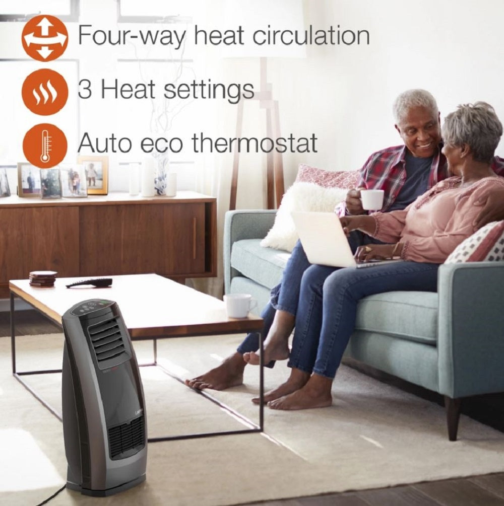 Lasko Oscillating 22.5" 1500W Motion Heat Plus Ceramic Room Heater with Remote - Black/Silver CC23185