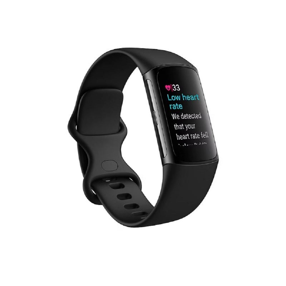 Fitbit Charge 6 Black Health & Fitness Tracker Bundle w/ Bonus White Band GA05183WHTBJ