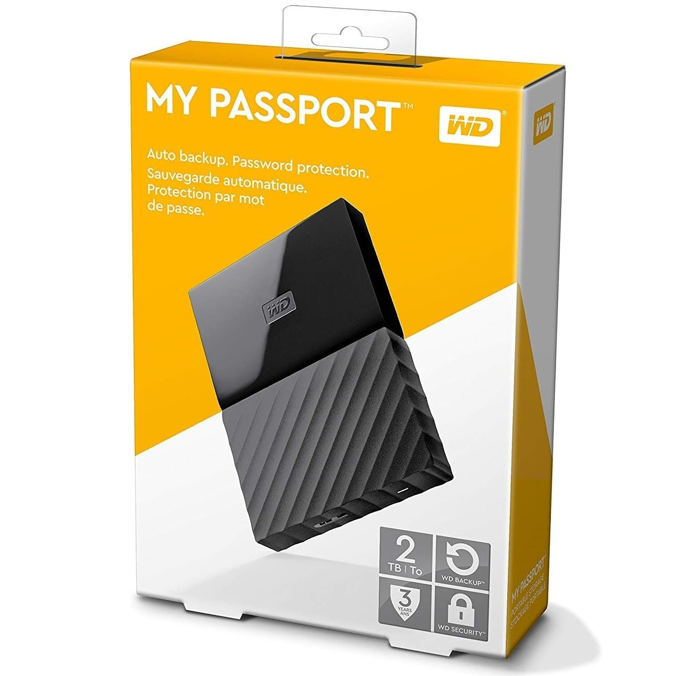 WD My Passport 2TB External USB 3.0 Portable HDD w/ Hardware Encryption BLK WDBS4B0020BBK