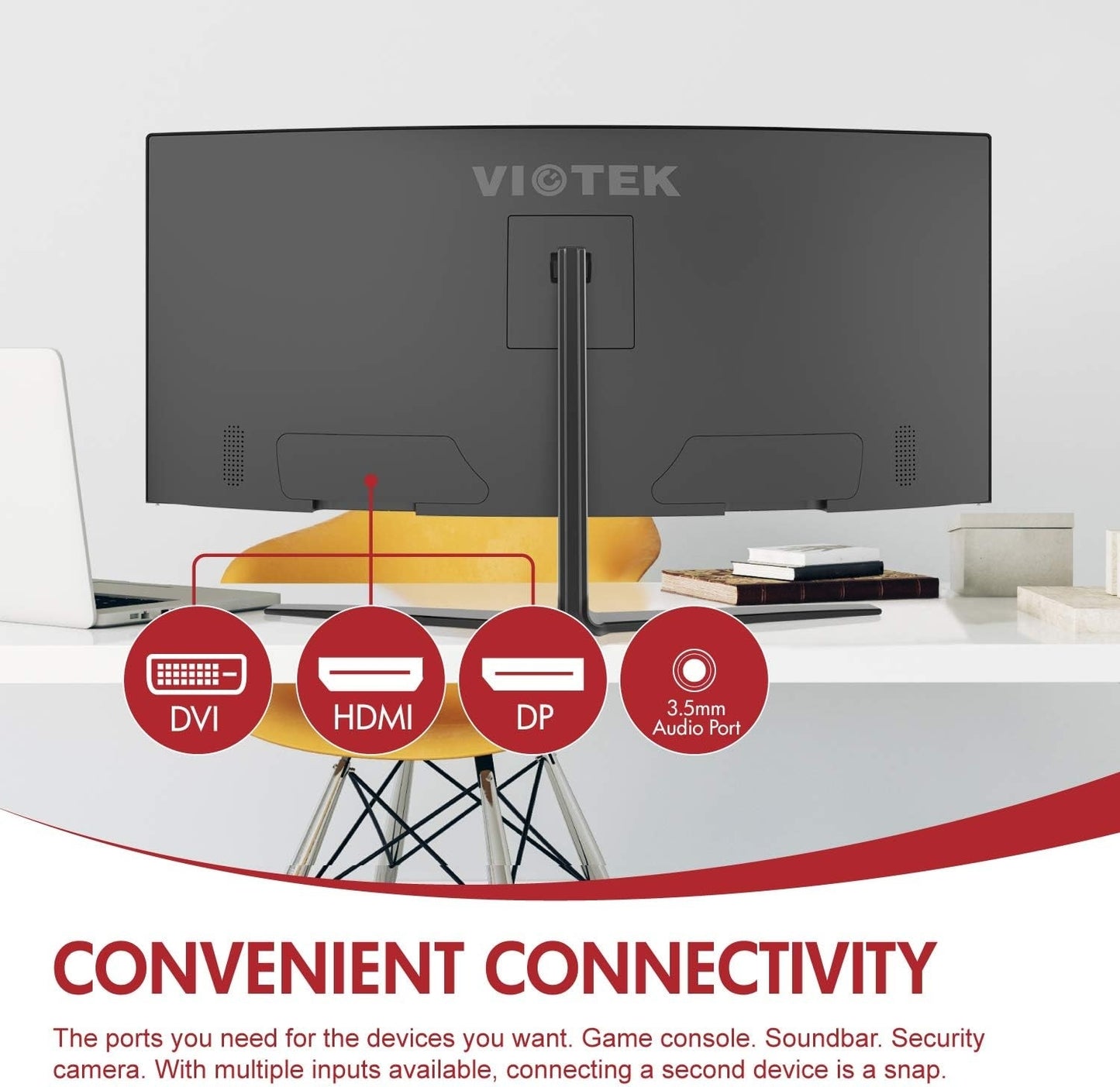 Viotek 34" LED Curved 3440 x 1440 Monitor GN34CB 100HZ 1140P 21:9 FreeSync FTS/RTS VESA (Black) - GN34CB