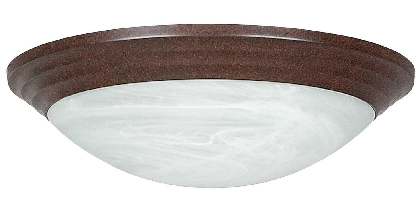 Sunset Lighting 14" Flush Mount w/ Twist on Faux Alabaster Glass, Rubbed Bronze Finish F7162-62