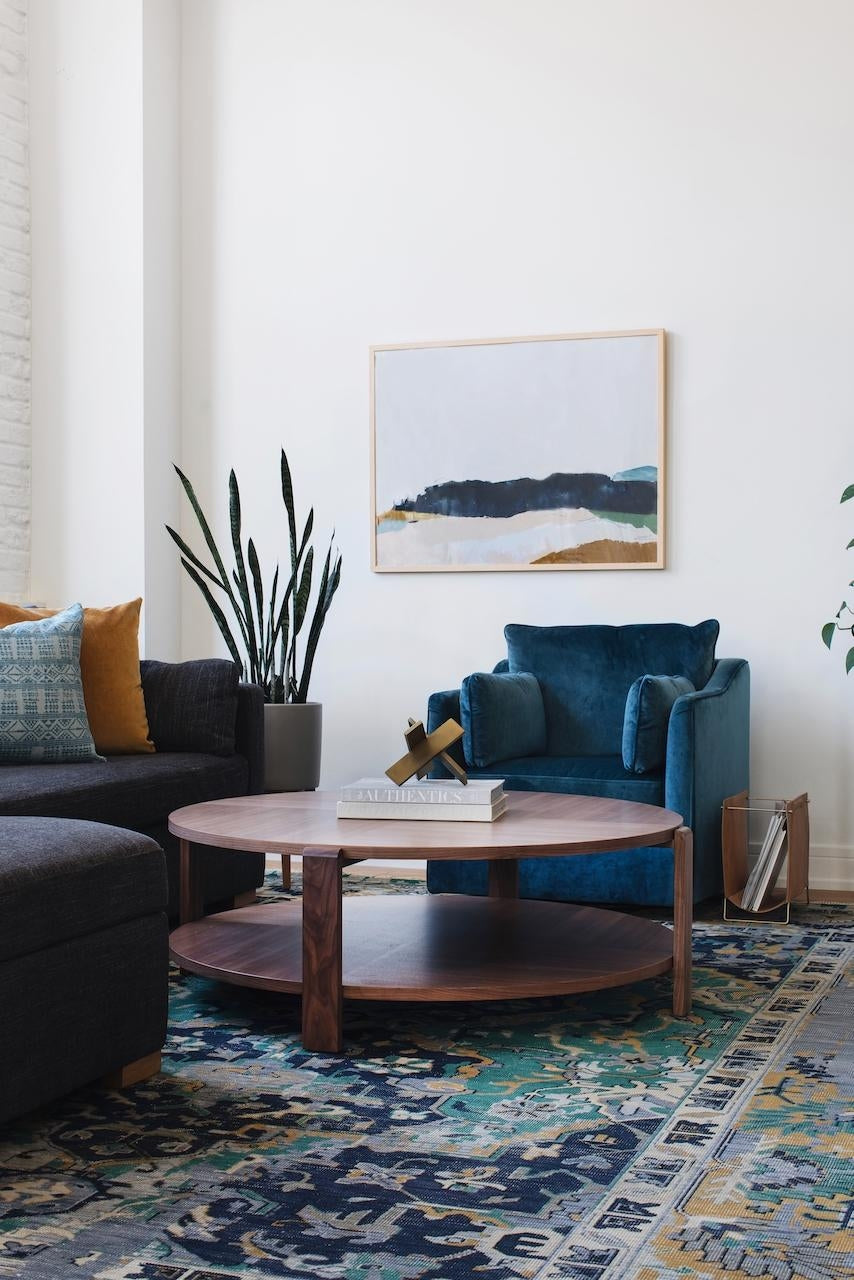 Interior Define Devon Oiled Walnut Coffee Table, 48" diam. x 16.25"h - BRO.TBL.COFF.OIL-WAL