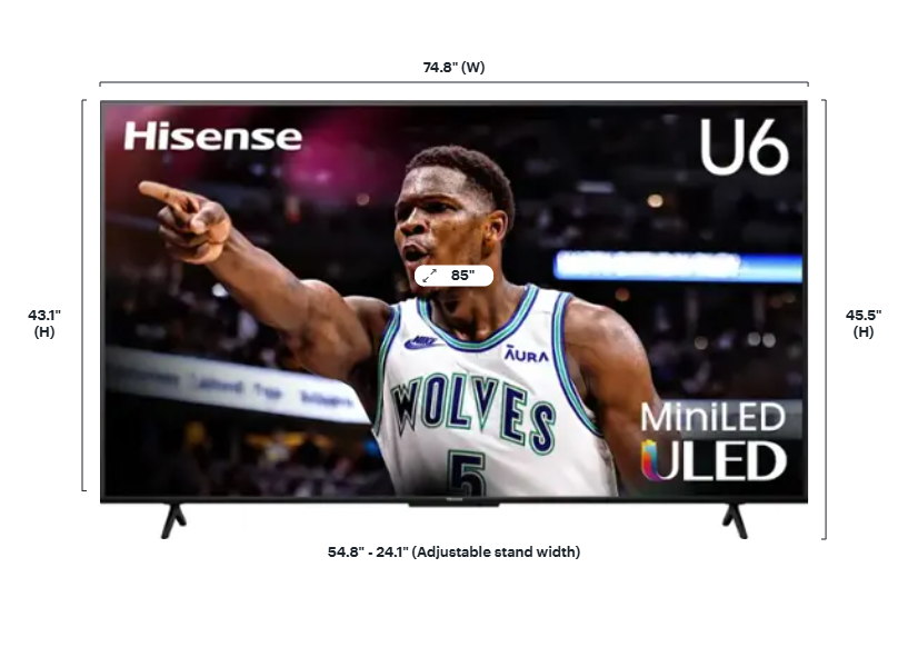 Hisense 85" Class U6 Series Mini-LED ULED 4K UHD Google Smart TV 85U6N Local Pick Up Only