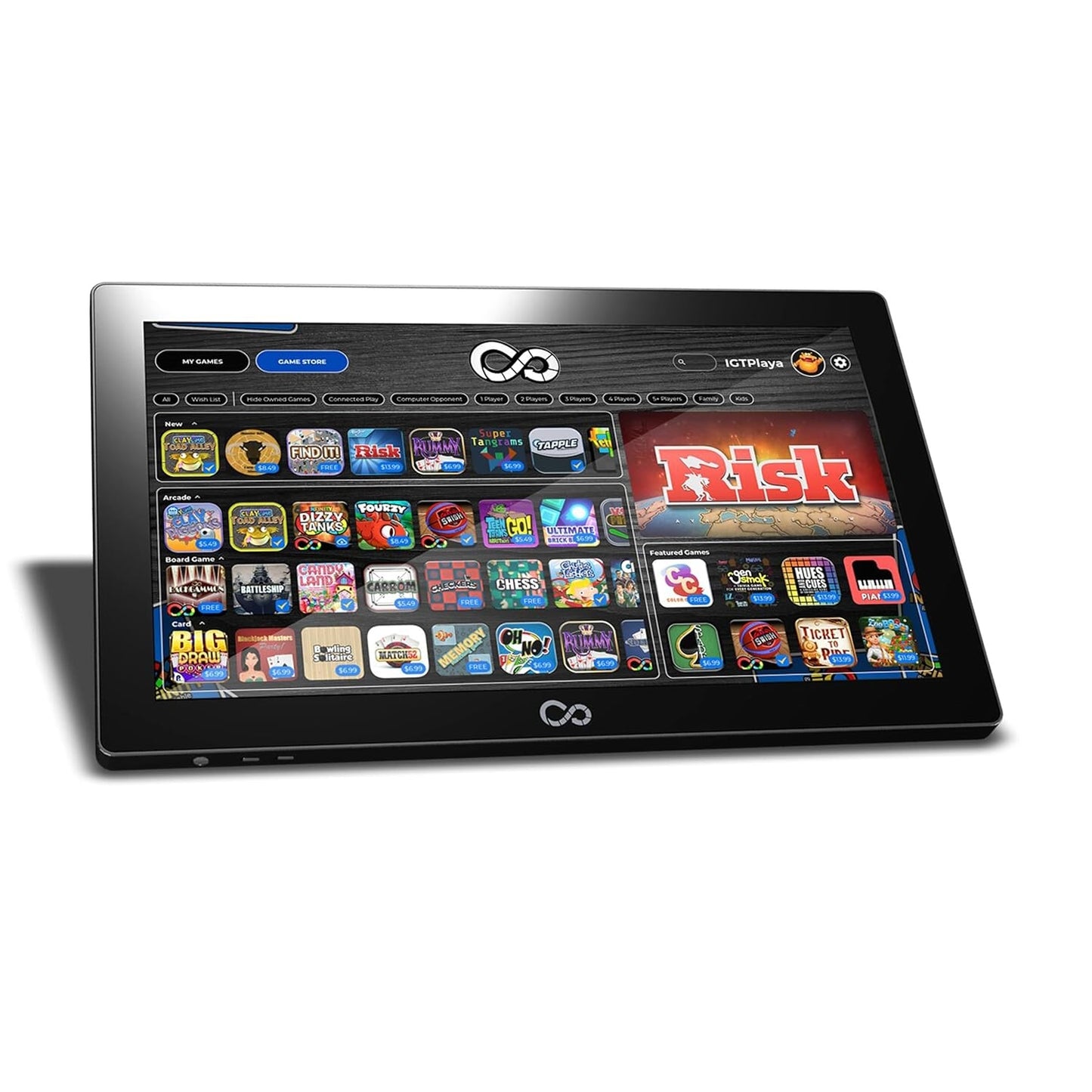 Arcade1Up 18.5" Infinity Game Board Black IGB-I-301202, Gameplay up to six players, 50 included board games and activities, Online play (for selected games)