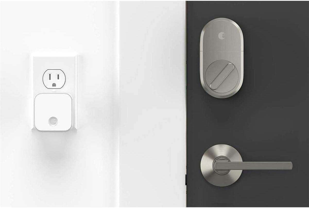 August Smart Lock Silver Single Cylinder Deadbolt w/ Connect Wi-Fi Bridge AUG-SL04-C03-N04