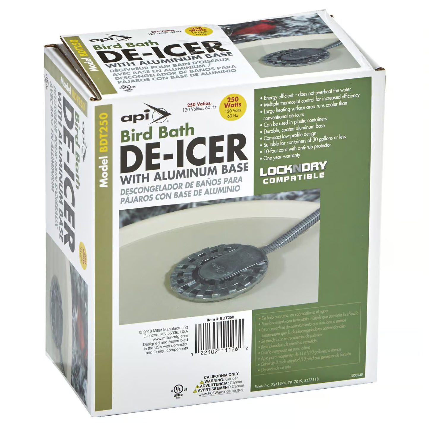 API Bird Bath De-Icer Bird Bath De-Icer with Aluminum Base, 250 Watt BDT250