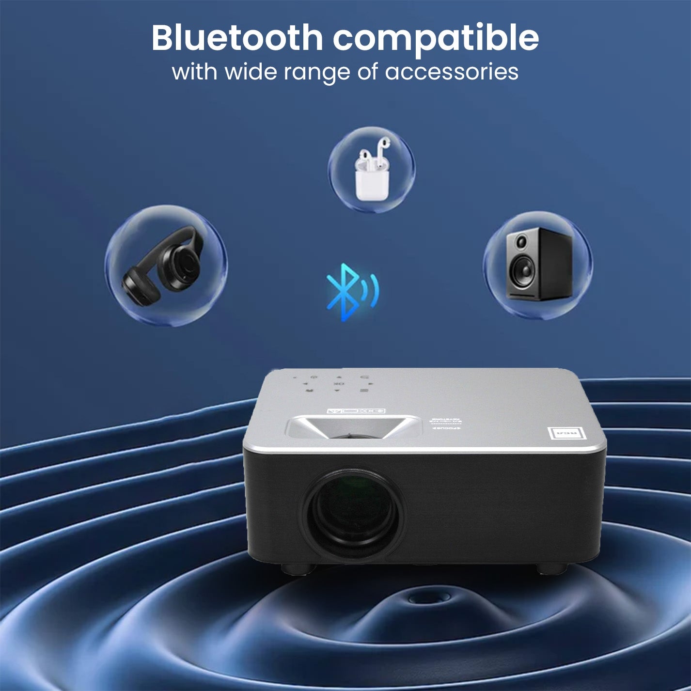 RCA RPJ133 1080P, 30"-150" Picture Size, Built in Bluetooth, HDMI,USB, Remote,Voice Control, Indoor, Outdoor, Smart Home Theater Projector, Includes Roku Streaming Stick