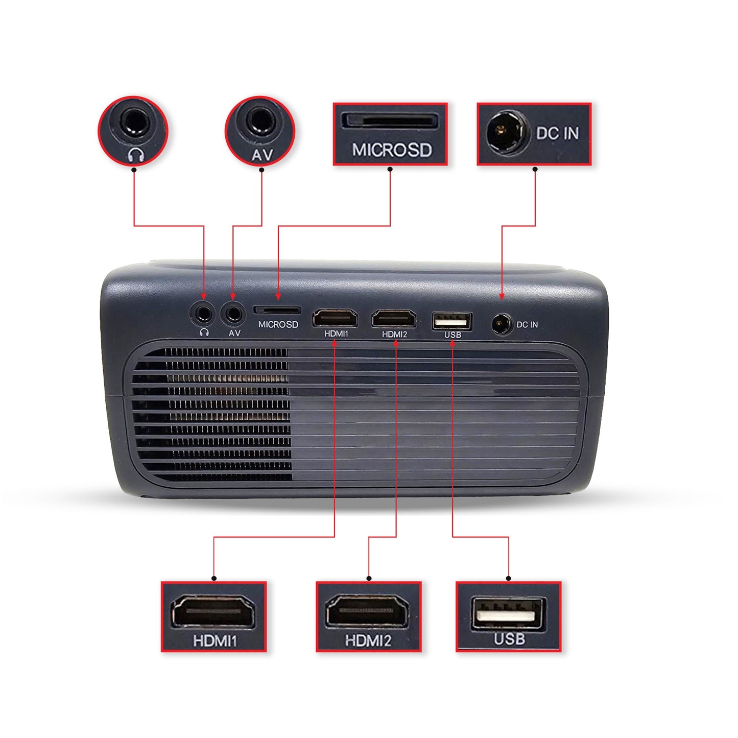 Onn HD 1080p LCD Home Theater Projector Streaming Ready, 32" - 210" image size