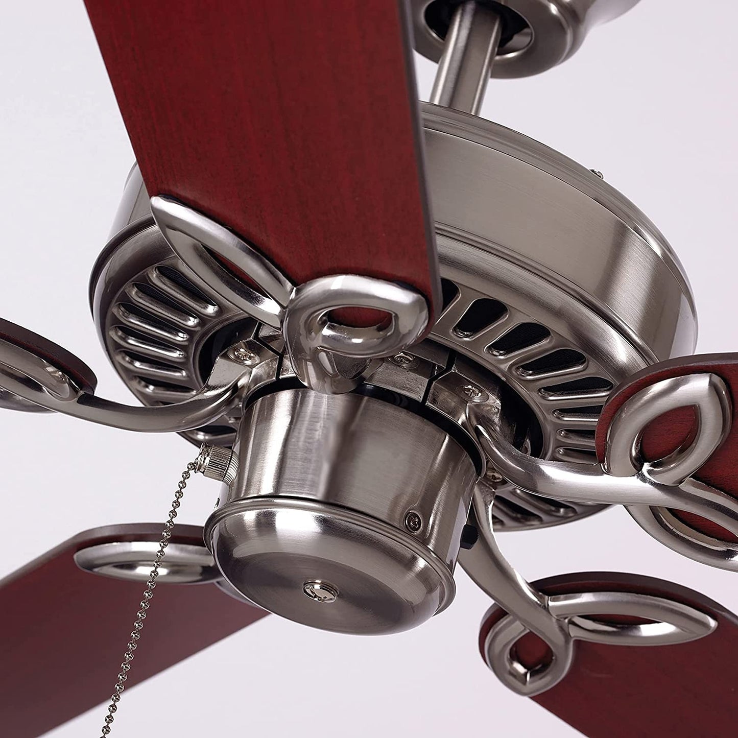 kathy ireland HOME Pro Series II Low Profile Hugger 42" Ceiling Fan LED Light Kit, 42" Reversible Blades, Brushed Steel Finish CF710BS