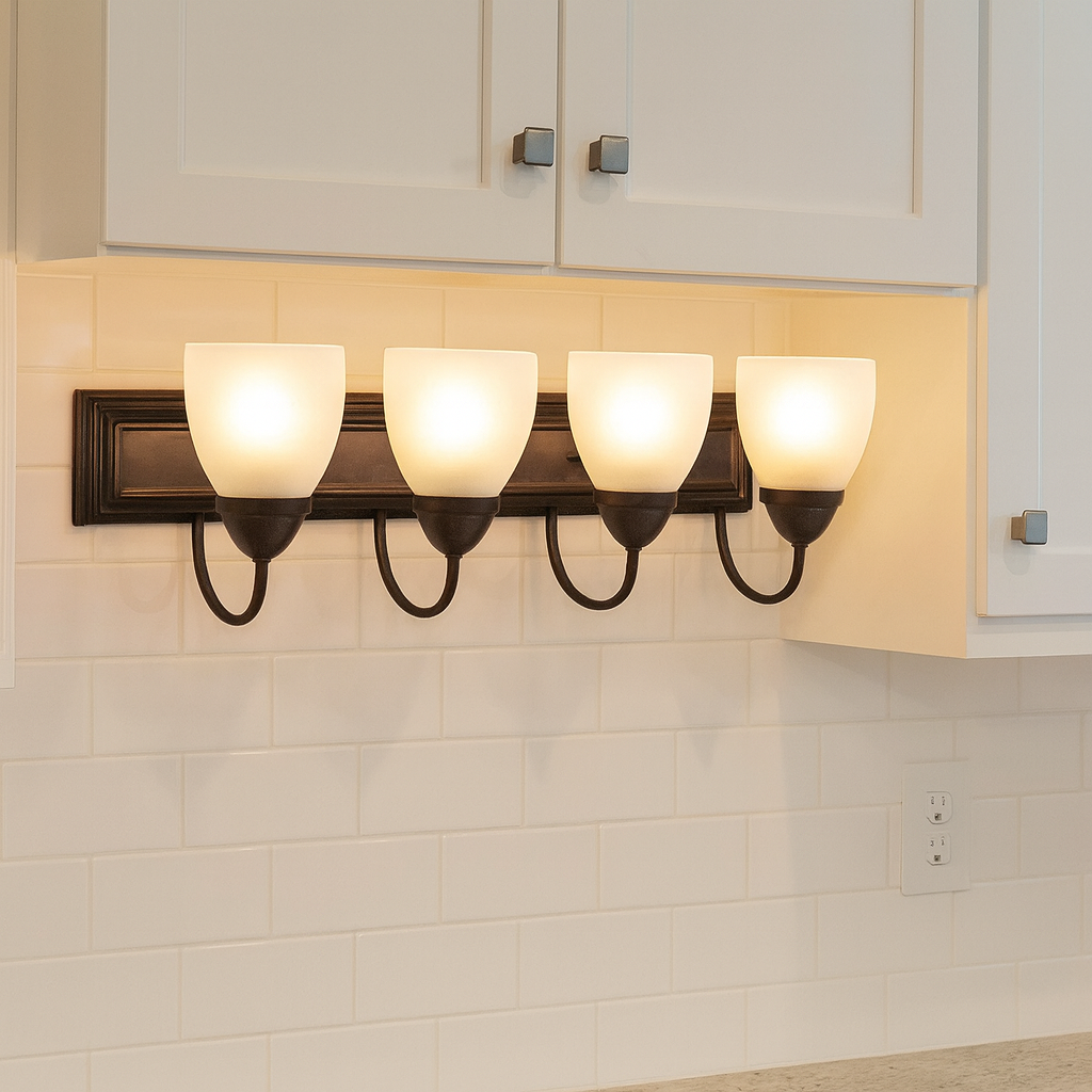 Sunset Lighting F3624-44 Vanity 100W Round Milk Glass, Oiled Bronze Finish